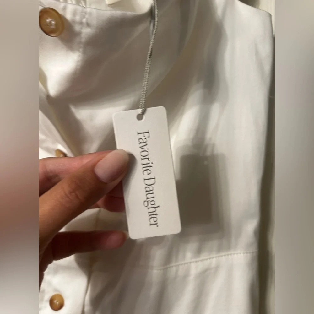 Favorite Daughter Off-Shoulder White Button-Front Mini Dress - Picture 7 of 12